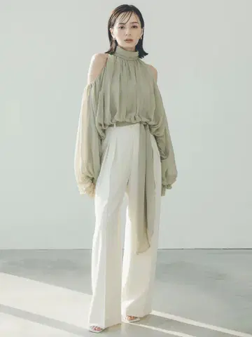 anuans 투 턱 와이드 팬츠 ( IVORY )