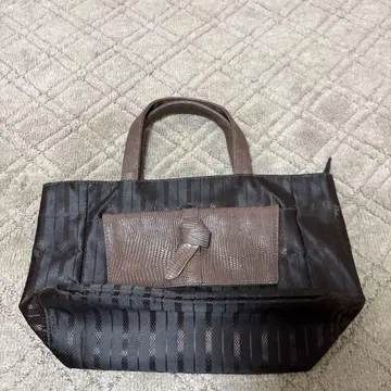 토트백 블랙 브라운 합성섬유
