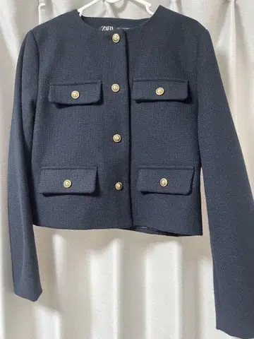 ZARA 네이비 노카라 자켓 M