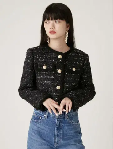 LILY BROWN 노카라 트위드 자켓