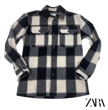 ZARA 체크 무늬 셔츠 자켓 M 사이즈 모노톤 릴랙스 핏