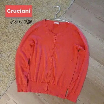 Cruciani 고급 이탈리아제 오렌지 핑크 긴팔 가디건