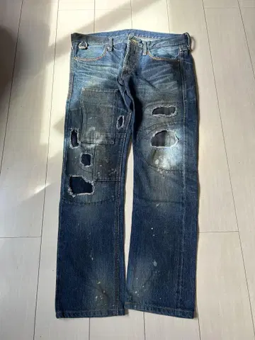 BAGARCH 데미지 가공 블루 데님