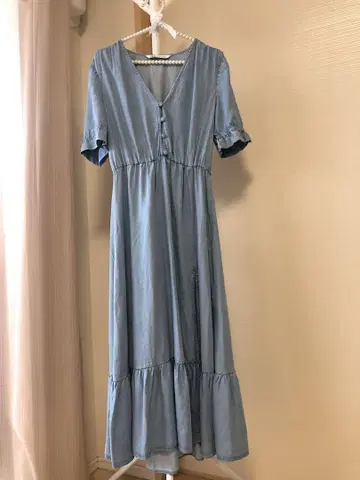 ZARA 자라 던거리 데님 롱 원피스 반팔 원피스