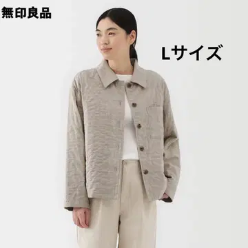 무인양품 여성 카포크 혼방 이중 거즈 퀼트 자켓 L 라이트 베이지