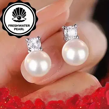 고품질 담수 펄 스터드 귀걸이 실버 925