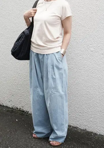 ARTE POVERA 데님 데미지 가공 2턱 이지 팬츠