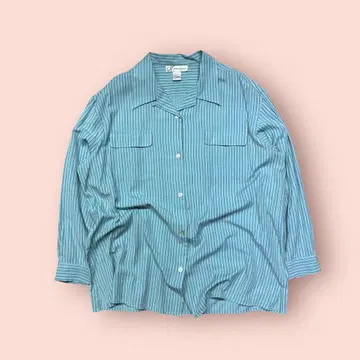 90s DRESSBARN 오픈 카라 레이온 셔츠 민트 컬러