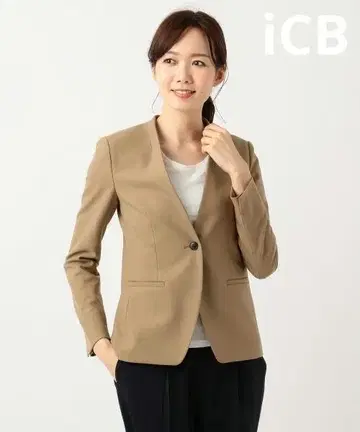 iCB 워셔블 조젯 노카라 자켓 스트레치 사이즈 42