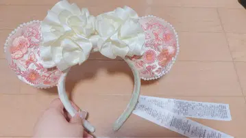 꽃무늬 미키 모양 머리띠 화이트 리본 포함