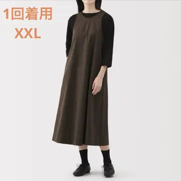 MUJI 건조하기 쉬운 브로드 슬리브리스 원피스 XXL 브라운 체크
