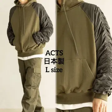 레어 ACTS 액츠 오브 페이스 일본제 MA-1 후드티 카키 L