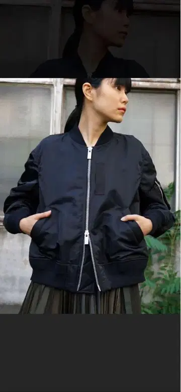 sacai MA-1 점퍼 백 턱 블루종