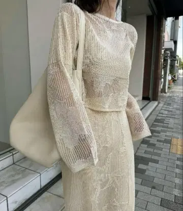 willfully mesh flower rib sheer knit