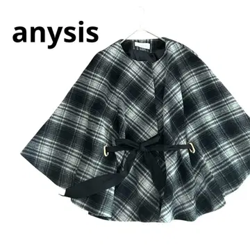 anysis 애니시스 체크 무늬 판초 스타일 코트 사이즈 2 리본