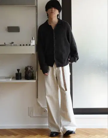 알파카 니트 셔츠 가디건