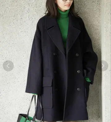 SLOBE IENA 멜톤 빅 P 코트 네이비