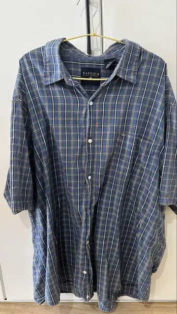 BASIC 블루 계열 체크 무늬 긴팔 셔츠 xxl