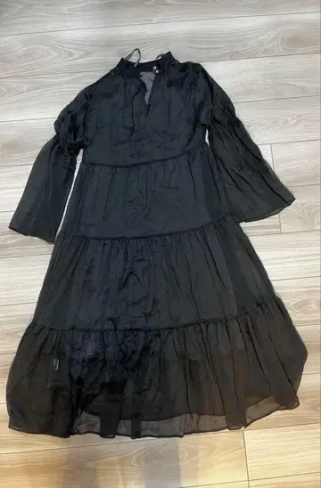 anuans 블랙 티어드 드레스 F