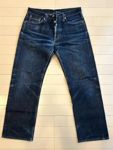 다크 블루 스트레이트 데님 팬츠
