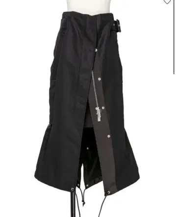 sacai 코튼 개버딘 믹스 스커트 그레이