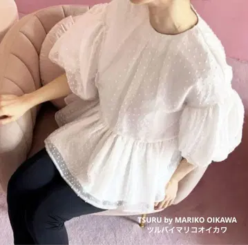 새상품급 트루 바이 마리코 오이카와 pas de chat 오간자 블라우스