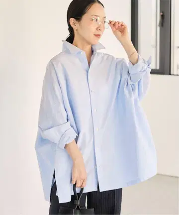 ox poncho 셔츠 Plage 긴팔 색스 블루