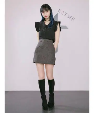 EATME 더블 버튼 미니 스커트
