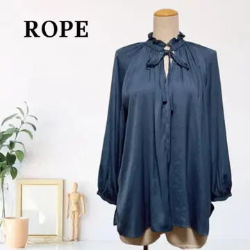 zB773 [ M ] ROPE 새틴 보타이 블라우스 벌룬 슬리브 개더