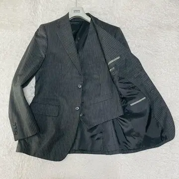 새상품급 컴시즘 테일러드 자켓 베스트 투피스 블랙 스트라이프