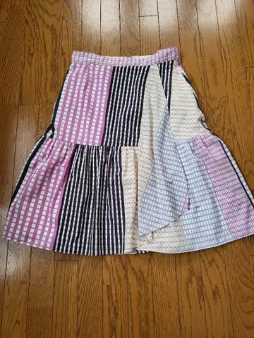 패치워크 미디 스커트 멀티 컬러