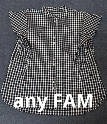 any FAM 슬리브리스 체크 셔츠