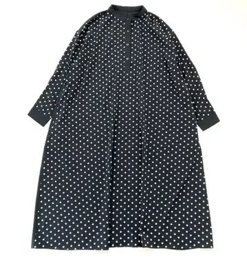 패턴 토르소 안티카 롱 원피스 절개 도트 무늬 밴드 카라