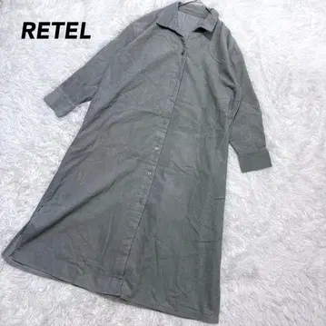 [레텔] 롱 셔츠 원피스 그레이 F 와이드 실루엣 체형 커버