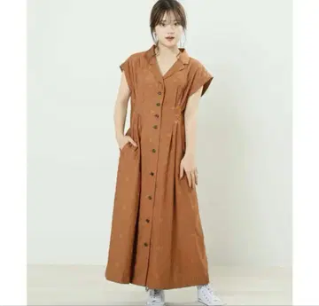 택 포함 새상품 브라운 슬리브리스 셔츠 원피스