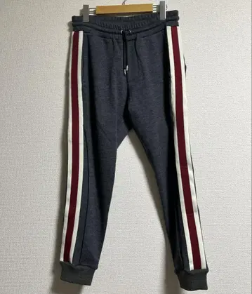 1piu1uguale3 로고 자수 울 사이드 라인 스웨트 팬츠