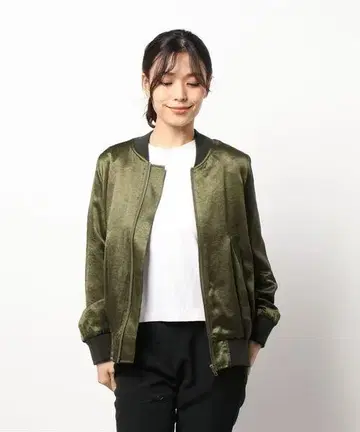 스타일 델리 집업 새틴 블루종 카키 택 없음 미사용 새상품