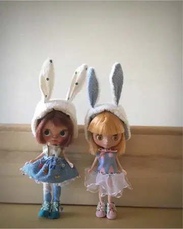 미니 브라이스 토끼 귀 모자 작가님 2점 세트