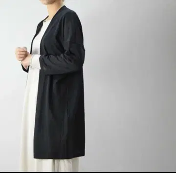 evam eva 롱 가디건 린넨 나일론 크림색
