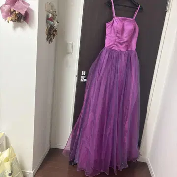 보라색 쉬폰 드레스 레이스업