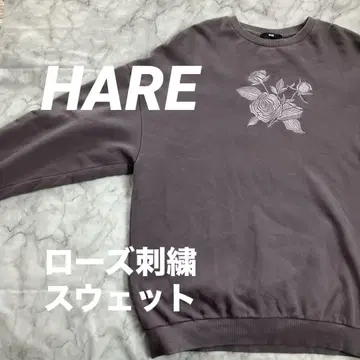 [ HARE ] 하레 트레이닝복 맨투맨 장미 로즈 자수 퍼플