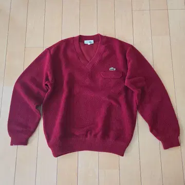 LACOSTE 빨간색 V넥 스웨터 사이즈 3