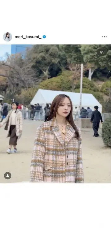 LILY BROWN 체스터 코트 베이지 계열 체크