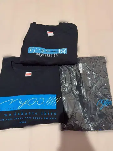 MyGO!!!! 블랙 T셔츠 2장, 미개봉 라이브 특전 후드티