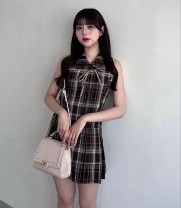 OLIVE des OLIVE 슬리브리스 셔츠 미니 원피스 브라운
