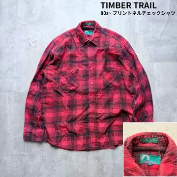 [ TIMBER TRAIL ] 80s~ 프린트 체크 셔츠 M 사이즈