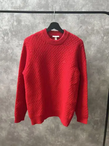 LACOSTE 라코스테 캐시미어 울 블렌드 레드 케이블 니트 빨간색