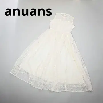242 anuans 데콜테 시어 원피스 레이스 화이트 아이보리