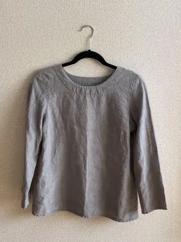 린넨 그레이 7부 소매 셔츠