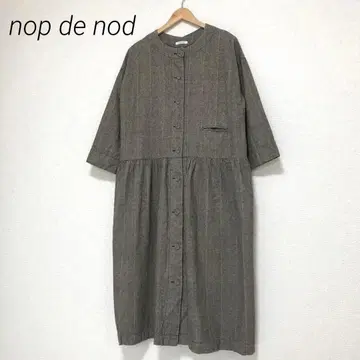 nop de nod 코튼 린넨 글렌체크 롱 원피스
